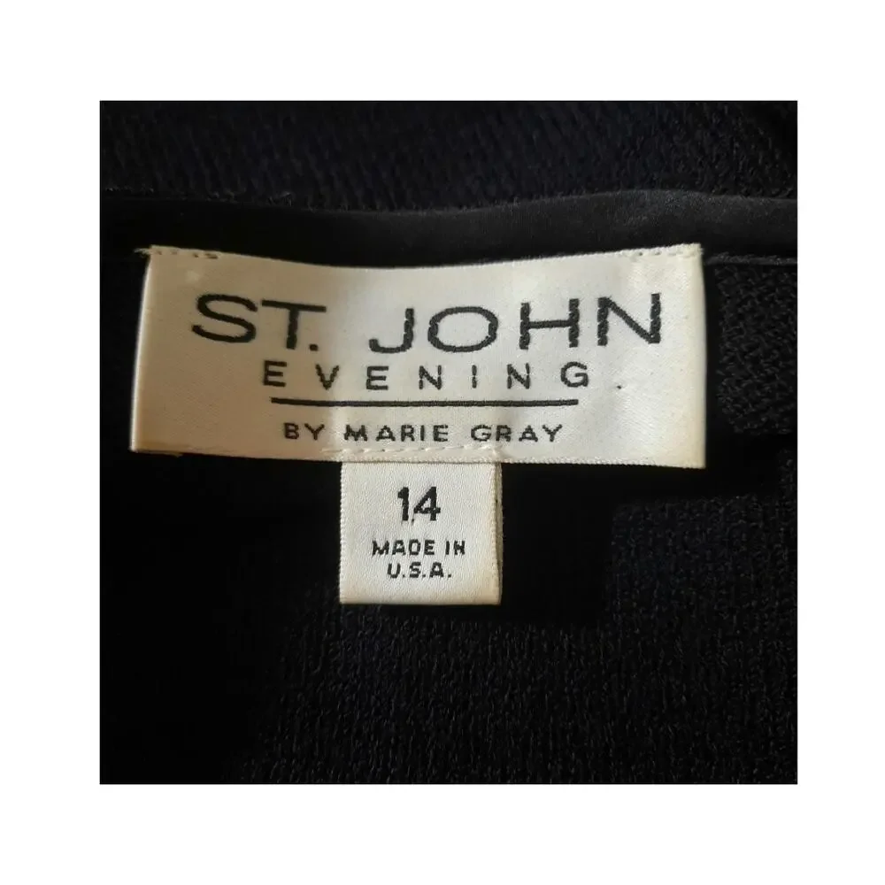 St John Evening By Marie Gray Womens Black Sweater Subtle Embellishment Size 14